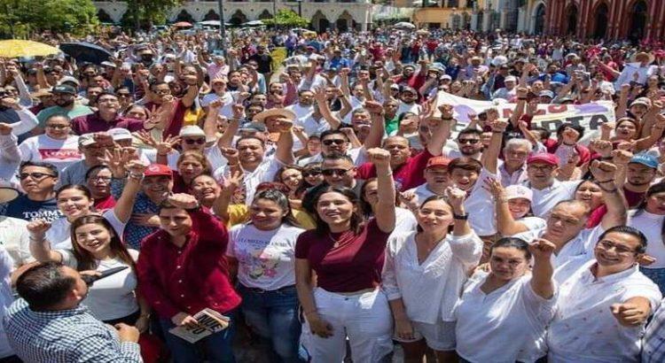 Simpatizantes de Claudia Sheinbaum llenan el centro de Colima