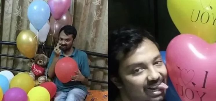 Se casó con sus globos de helio Se casó con sus globos de helio