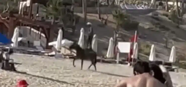Jinete sorprende con acrobacias a caballo en playa cabeña