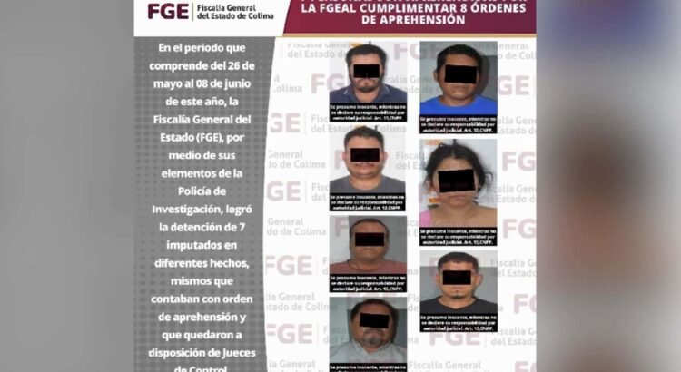 Siete detenidos en Colima por distintos delitos