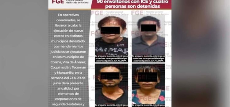 Decomisan droga, armas y detienen a cuatro personas en Colima