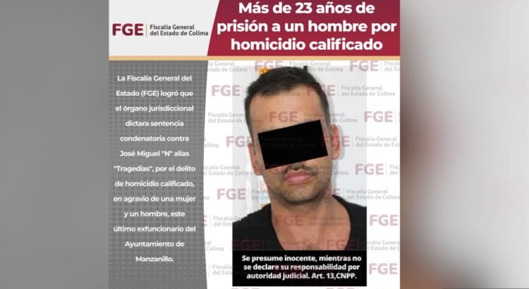 Condenan a 23 años a homicida en Manzanillo