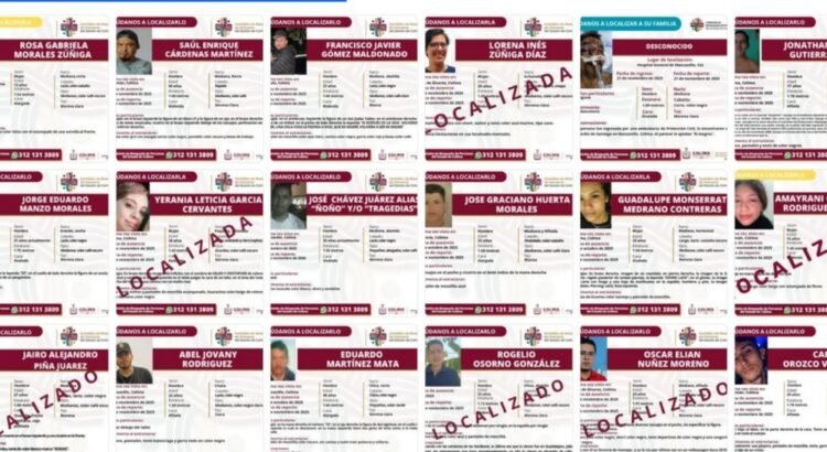 Colima registra 8 nuevas desapariciones en la última semana
