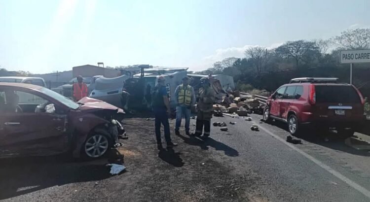 Volcadura y choque múltiple paralizan la autopista Guadalajara–Colima en Sayula Volcadura y choque múltiple paralizan la autopista Guadalajara–Colima en Sayula